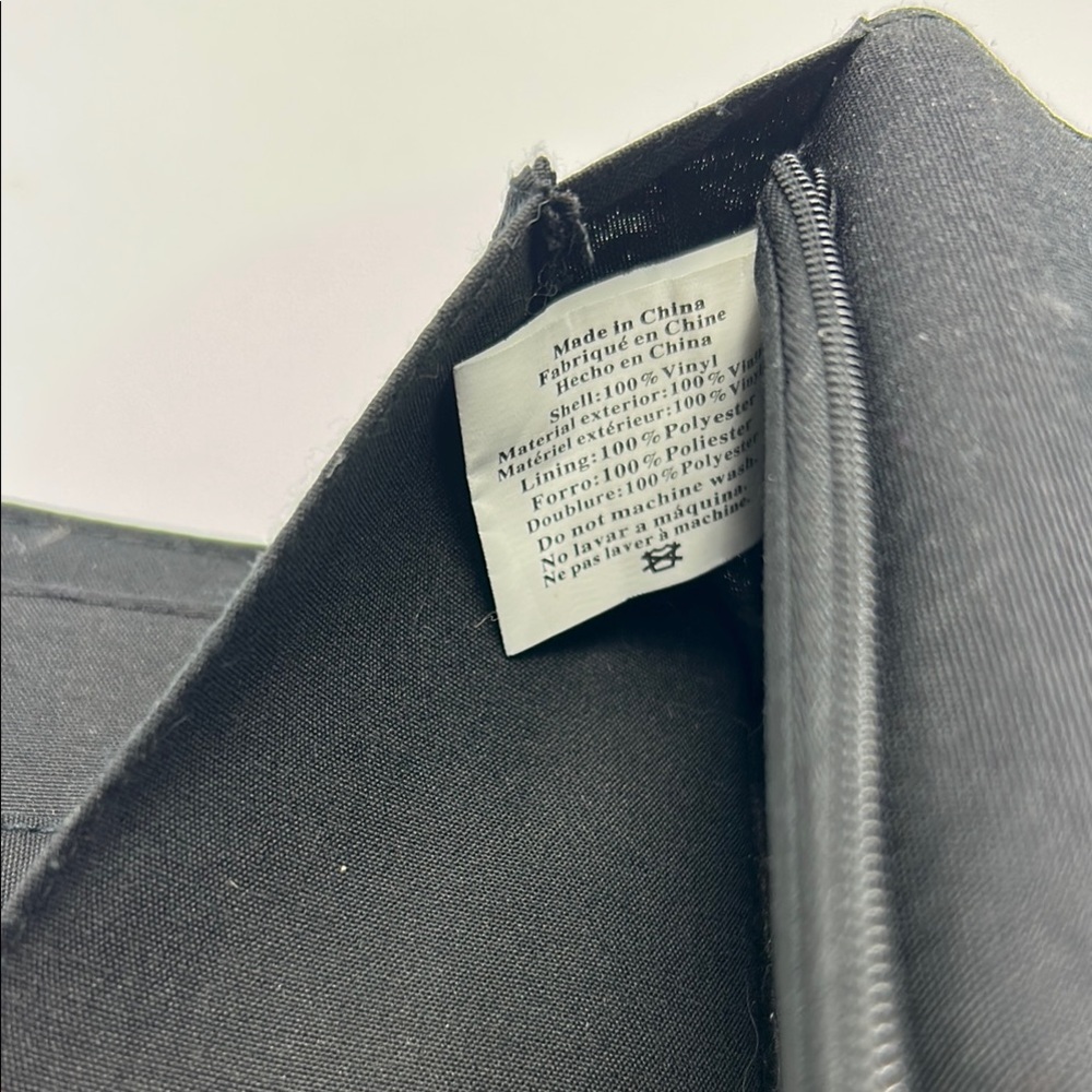 Women's Trifold Wallet Clutch Black with Silver & Stitch Details Casual - Picture 13 of 13